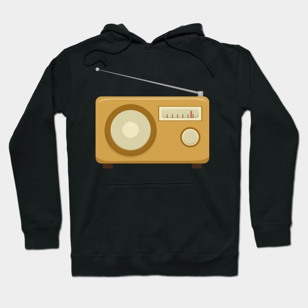 Retro vintage brown flat style portable radio Hoodie by TinyFlowerArt